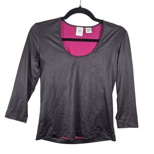 Armani Exchange 3/4 Sleeve T-shirt Women's‎ Medium Brown Pink Fitted
